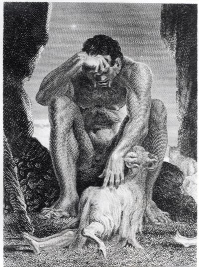 Odysseus ontsnapt aan Polyphemus de Cycloop, gegraveerd door I.G. Walker, 1808 door Johann Heinrich Füssli